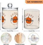 Gredecor 2 Pack Apothecary Jars with Lid Cutest Pumpkin Qtip Holder Dispenser Storage Containers Clear Plastic Cute Rustic Fall Autumn Thanksgiving Theme Canisters for Bathroom Vanity Organization