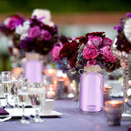 Vintage Glass Flower Vase，12 Pack Farmhouse Purple Glass Centerpiece Vases Mason Jars for Weddings, Parties & Home Decor Bulk (12, Purple)