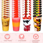 CHENGU 3 oz Clear Plastic Mini Dessert Cups with Spoons - Round Parfait Appetizer Cups, Shot Glasses, Disposable Tall Tumbler for Dessert Tasting Party supplies (200 Pieces)