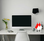 Indonesia Desk Flag, 12 Pack Indonesian Table Office Flag with Black Solid Pole and Stand Base, International Country Flag, Festival Celebration, Classroom Meeting Desktop Decor (Indonesia)