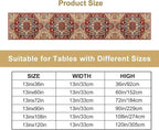 Boho Bohemia Style Table Runner, Vintage Red Brown Retro Flower Rustic Country Style Floral Print Pattern for Home Kitchen Table Decor Dining Coffee Room Garden Party Decor 13x60in