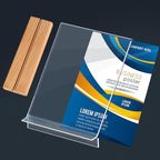 Kersally Acrylic Sign Holder 5 x 7, 4 Pack Double-Sided Clear Table Display Stands with Wood Base,Vertical Acrylic Frame Menu Flyer Paper Holder for Stores, Restaurants, Hotels, Office, Show Fair