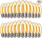 FLSNT 40W Equivalent LED Chandelier Light Bulbs, Dimmable Amber LED B11 E26 Candelabra Base Bulbs, 2200K Warm White, 330LM, 24 Pack UL,CA65 Listed.