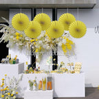 Yellow Party Decorations,Paper Decorations for Party,Lemon Decorations Party Paper Fans Bulk 16in,Anniversary Decorations for Party 30 Color DIY Set （Lemon Yellow）