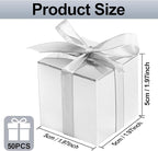 COCPOK 50 Pack Silver Gift Boxes, 2x2x2 inch Gift Box, Small Candy Boxes with Lids and Ribbons, Paper Favor Box for Wedding Bridal Shower Baby Shower Birthday Party