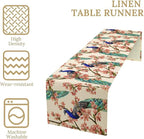 Peacock Table Runner,Spring Floral Peacock Birds Table Runner for Home Kitchen Dining Party Indoor Outdoor Decoration 13x120 Inch