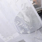 White Sheer Curtains Embroidery 63 Inch Length Rod Pocket Voile Drapes for Living room, Bedroom, Window Treatments Semi Flower Pattern Curtain Panels for Kitchen, Yard, Farmhouse, Set of 2, 52"x 63".