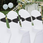 Howhic Pack of 30 Spandex Chair Sashes Bows Stretch Chair Cover Band with Buckle Slider Universal Elastic Chair Ties for Wedding Banquet Party Event Decoration (Black)