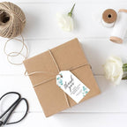 Andaz Press 100-Pack Personalized Thank You for Celebrating with Us Wedding Favor Tags with Bakers Twine Silver Dollar Eucalyptus Custom Cardstock Wedding Gift Tags for Party Favors 2 x 3.75-Inches