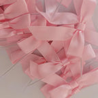 50pcs 2.5" Light Pink Polyester Satin Ribbon Bows with Twist Ties for Gift Wrapping Packing Easter Rabbit Decoration (Lt.Pink)