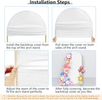 Hemmotop 7.2 ft Arch Backdrop Cover (One Piece Double Color), White and Light Beige Spandex Arch Stand Covers, Fabric Stretchy Background for Balloon Arches, Wedding, Birthday Party, Baby Shower