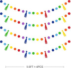 Rainbow Decorations Colorful Felt Tassel Circle Dot Garland Banner Rainbow Hanging Polka Dot Tassel Streamer for Classrooms Preschool Everyone is Welcome Nursery Birthday Fiesta Carnival Party Decor