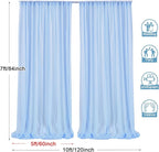 PARTISKY 10ftx7ft Blue Chiffon Backdrop Curtains, Wrinkle-Free Sheer Fabric Photo Drapes for Wedding Ceremony Arch Birthday Baby Shower Photography Stage Decor 5ft x 7ft, 2 Panel