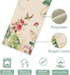 Seliem Summer Tropical Hummingbird Palm Leaf Greenery Table Runner, Spring Birds Home Kitchen Monstera Geranium Flowers Dining Decor, Seasonal Burlap Decorations Anniversary Party Supply 13 x 90 Inch