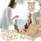 Wenqik 63 Pcs Bodysuit Baby Shower Guest Book Alternatives Set Baby Shower Decorations with Photo Frame Sonogram Frame Keepsake 60 Wood Slices Guest Book for Birthday