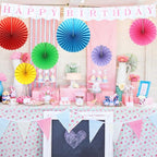 Colorful Hanging Paper Fans Decoration Round Pattern Paper Garlands Set for Party Birthday Wedding Events Accessories, Mix Set of 6