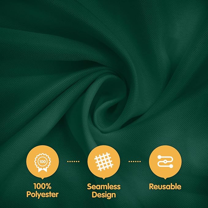 BRILLMAX 10 Pack Hunter Green Round Tablecloths 90 Inch - Circle Bulk Linen Polyester Fabric Washable Table Cloth Cover for Wedding Reception Banquet Birthday Party Buffet Restaurant