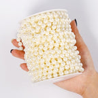 [47Feet] Pearl Beads Garland, 8MM 15.7 Yards Faux Pearl Beads String Roll Bulk for DIY Craft Wedding Party Christmas Tree Decoration