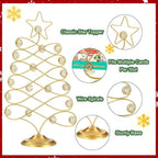 Christmas Tree Card Holder Tabletop, 18 Inch Gold Tree Holiday Card Display Stand, Metal Decorative Cards and Photo Holder Rack, Christmas Display Tree Stand Holds up to 19 Place and Gift Cards