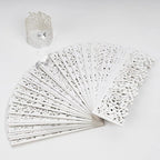 100pcs Disposable Rose Flower Paper Napkin Rings Laser Cut Foil Paper Napkin Holder, Leaf Vine Serviette Rings for Table Decoration,Christmas,Wedding,Party (Silver) (Pack of 2)