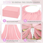 6 Panels Dusty Rose Ceiling Drapes for Wedding 5ftx30ft Chiffon Fabric Arch Draping Curtains Sheer Drapery for Party Ceremony Birthday Baby Shower Reception Stage Swag Ceiling Decorations