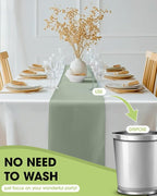 Pureegg Sage Green Plastic Table Runners - 10 Pack, 14'' x 108'', Water Resistant & Disposable Centerpiece Decorations for Table Cloth, Wedding, Birthday, Holiday, Baby Shower, Party, Home Decor