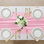 6 Pack 10 Ft Chiffon Table Runner Light Pink Gauze Long Table Runners 27x120 Inches Sheer Tulle Table Runner for Rustic Wedding Reception Bridal Shower Decorations Birthday Party