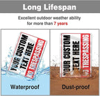 Custom Private Property No-Trespassing Signs - 12 x 8 Personalized Aluminum Metal Rust-Proof Outdoor Signs with Your Text Logo (NO TRESPASSING)