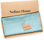 Solino Home Aqua Blue Linen Tablecloth 52 x 52 Inch - 100% Pure Linen Square Table Throw - Fete, Machine Washable Fabric Table Cloth for Fall, Autumn