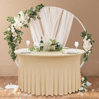 4 Pack Champagne Spandex Round Tablecloths for 60inch Tables,120inch Stretch Fitted 5ft Table Cloth,Wrinkle Free Rund Table Covers with Skirt for Banquet Wedding Birthday Parties