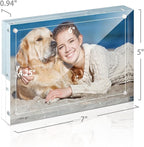 TWING 5x7 Acrylic Frame for Pictures, Clear Double Sided Acrylic Picture Frame with Microfiber Cloth, Picture Frame 5x7, 12 + 12MM Thickness Magnetic Photo Frame Desktop Frameless Display Gifts Ideal