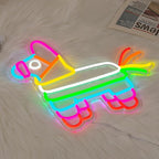 Pinata Neon Sign - Happy Birthday Neon Light for Wall Decor Mexican Colorful Horse Neon Signs with USB Power Neon Light for Bedroom Party Supplies Dimmable Design