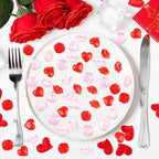 Fangoo 180PCS Red Pink Acrylic Heart Ornaments Mini Acrylic Heart Rose Flower Lips Gems for Valentine Vase Filler Decor for Table Scatter Engagement Valentine's Day Wedding Anniversary Party