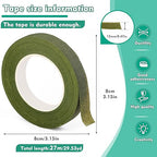 Floral Tape, 1/2inch Flower Tape, Green Flower Tape for Bouquet Stem Wrap Floral Arranging Craft Projects Corsages, Wedding Bouquet