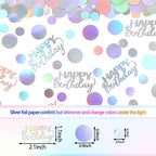 300PC Circle Dots Birthday Confetti for Table Iridescent Happy Birthday Table Scatters Party Decorations