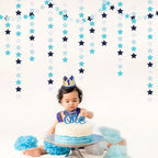 Light-Royal Navy-Blue White Party-Decorations Garland - 62ft Twinkle Little Star Hanging Streamers Banner,Bachelorette Bridal Wedding Birthday Baby Shower Decor Hugtmr