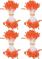 600-Pack Flower Stamens for Crafts, 5mm Double Heads Artificial Pearl Floral Pistil Mini Flower Pollens Stamens for DIY Making/Wedding/Scrapbook Decoration [Orange]