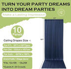 PartyVillage 50ft×15ft Navy Blue Backdrop Curtain for Wedding Parties, 10 Panels Wrinkle Free 15 FT Long Polyester Photo Backdrop Drapes Back Drop Cloth for Birthday Photography Background