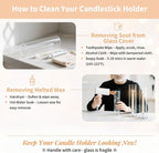 NUPTIO Candle Stick Candle Holder: Clear Glass Hurricane Candlestick Holders - Set of 6 Modern Taper Candle Stand with 11.8 inch Long Chimney Cover for Thanksgiving Christmas Fireplace Table Decor