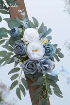 Faux Flower Swag Set of 2 for Wedding Welcome Signs Floral Swag Wedding Reception Ceremony Signs Decor (Blue)