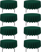 BRILLMAX 8 Pack Hunter Green Round Tablecloths 90 Inch - Circle Bulk Linen Polyester Fabric Washable Table Cloth Cover for Wedding Reception Banquet Birthday Party Buffet Restaurant