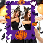 32 x 24 Inch Large Blank DIY Photo Booth Props Picture Frame Party Frame DIY Photo Booth Props Selfie for Halloween Christmas Birthday, Holiday Party(Purple,Scalloped)