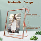 Rose Gold Floating Frame, 8"x10", Vertical, For Picture 7x9, 6x8, 5x7, Tabletop Shelf Photo Frame For Lady or Girl, Classy Gift For Anniversary, Wedding, or Birthday