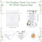 Uiifan 100 Set Wedding Favors for Guest Coaster Gifts Bulk Heart Shaped Coasters Thank You Cards Organza Bags Guest Souvenirs for Wedding Party Bridal Favors
