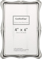 4 x 6'' Premium Alloy Silver Photo Frame - Luxury Display with Real Glass and Velvet Backing,Hi End Décor Metal Frames