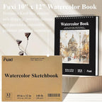 Watercolor Sketchbook 10"x12", 32 Sheets (64 Pages) Water Color Paper, 140lb/300gsm Watercolor Paper, Spiral Hardcover Watercolor Notebook for Painting, Water Color Sketch Books for Teens & Adults.