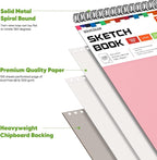 Soucolor Cute Sketchbook 9" x 12" for Women, 1-Pack 100 Sheets Spiral Notebook Drawing Pad for Girls, Pastel Girls' School Art Supplies for Beginner Artists, Arts and Crafts Gifts Set for Kids Adults