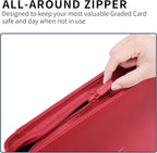 Snekdy premium 1024-pocket trading card binder, Card Albums 16 pockets, waterproof PU-leather Cover album with side loading, holds gaming, baseball (Red)