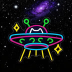 UFO Neon Sign,Cat Dimmable LED Light Signs for Wall Art Decor,Space Backdrop for Game Room Bedroom Club Party Man Cave,Gift for Boys Teen Men USB Powered（15"*12.1"）
