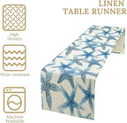 Starfish Plaid Table Flag Green Plaid and Marine Life Starfish Kitchen Table Flag Suitable for Birthday Party Restaurant Decoration Outdoor Picnic 13x36 Inch
